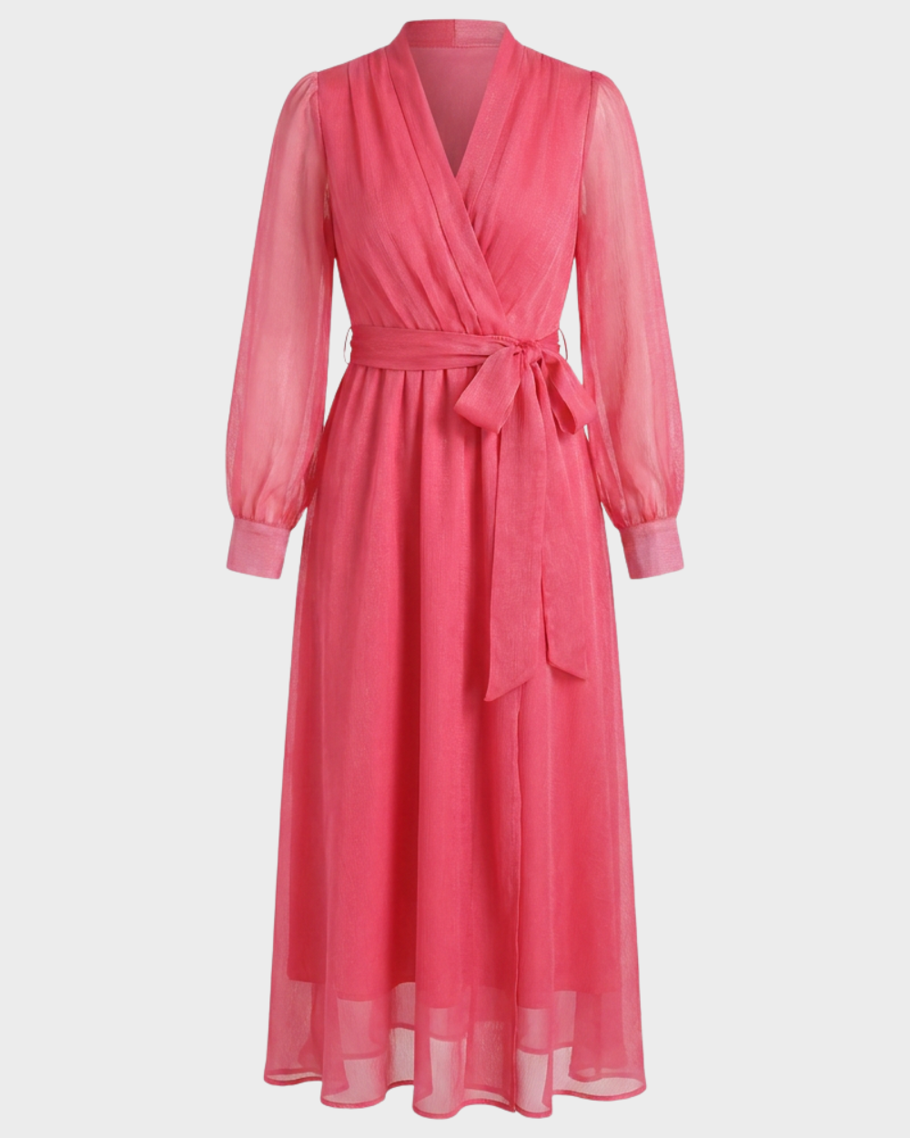 Pink Chiffon Dress V-Neck