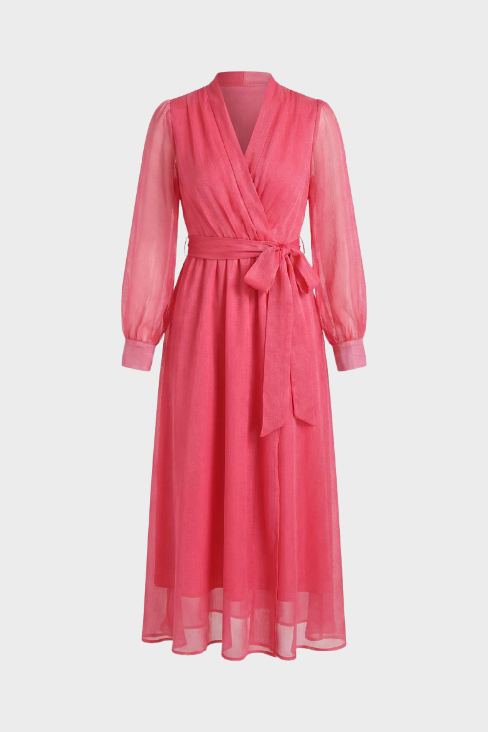 Pink Chiffon Dress V-Neck