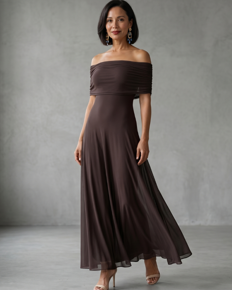 June | Off Shoulder Draped Midi Dress
