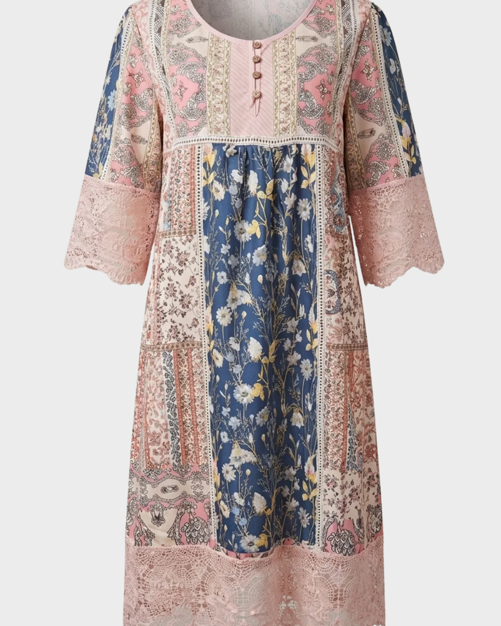 Ella | Women's Boho Printed V Neck Midi Dress