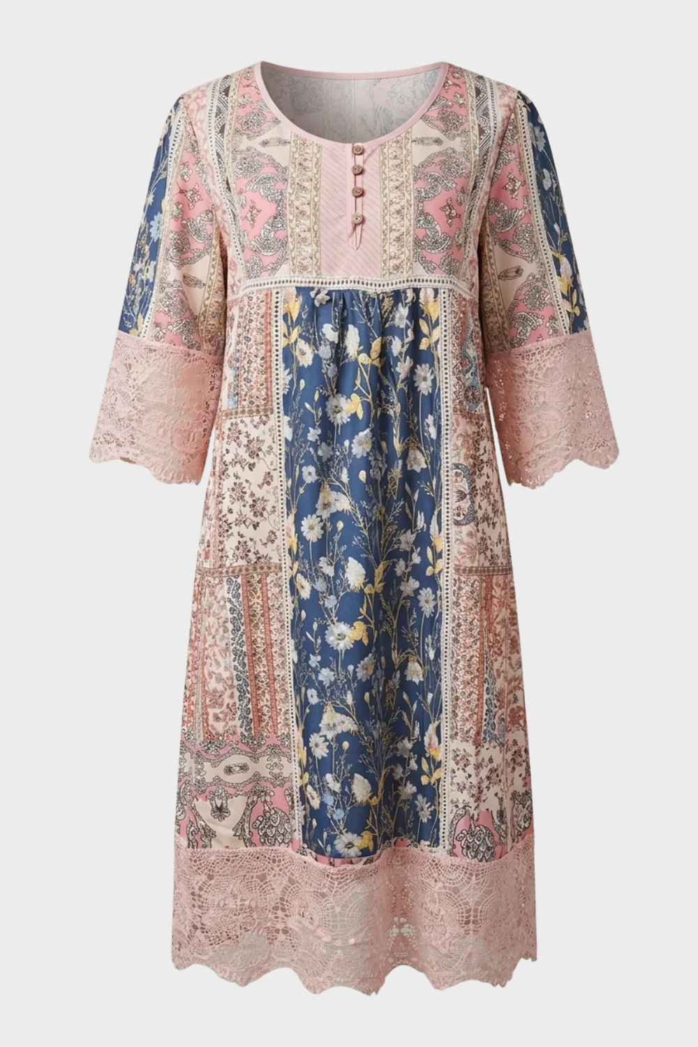 Ella | Women's Boho Printed V Neck Midi Dress