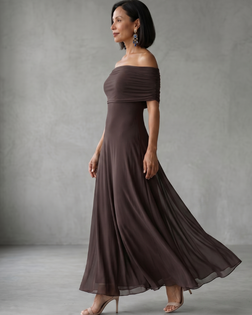 June | Off Shoulder Draped Midi Dress
