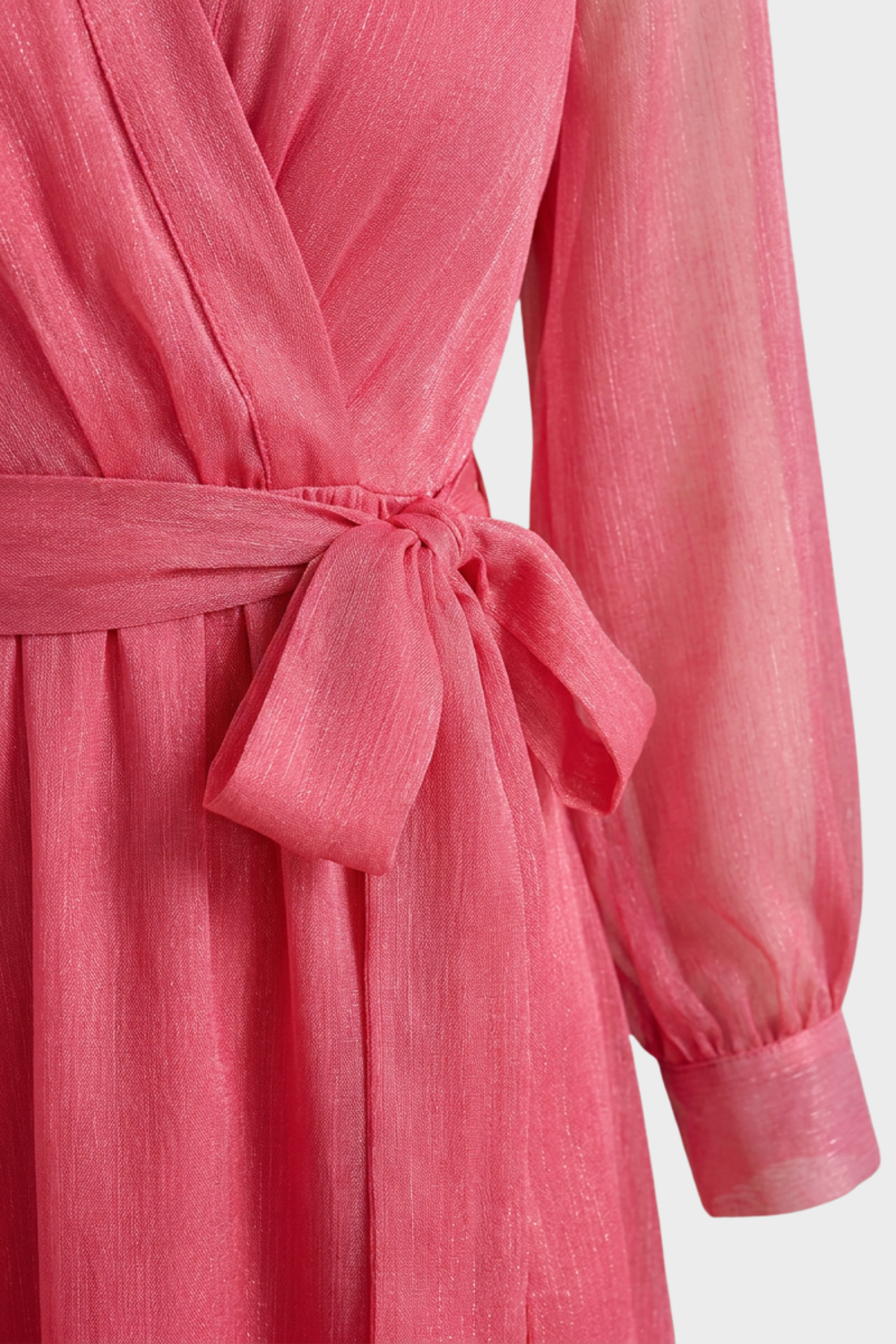 Pink Chiffon Dress V-Neck
