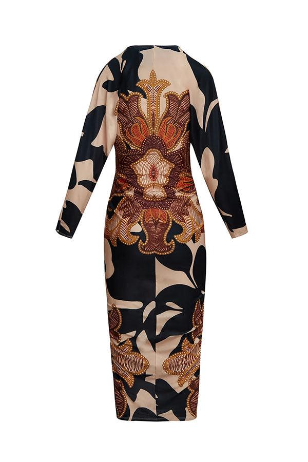 Eva | Unique Print Dolman Midi Dress