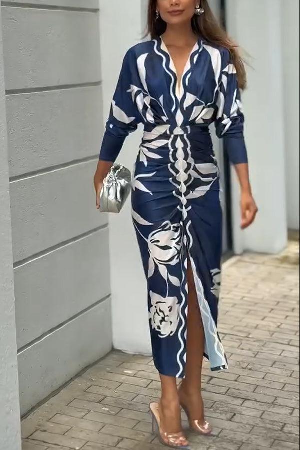 Eva | Unique Print Dolman Midi Dress