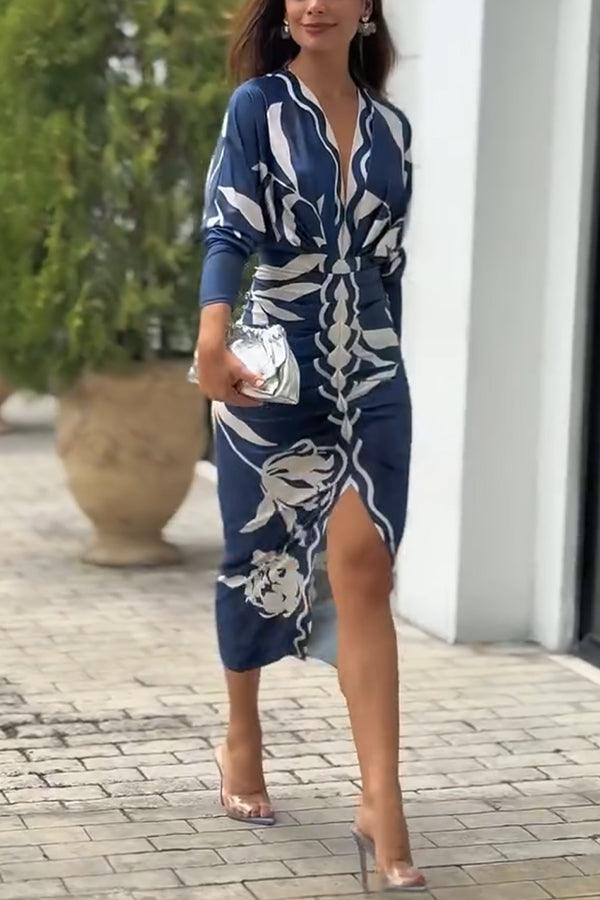 Eva | Unique Print Dolman Midi Dress
