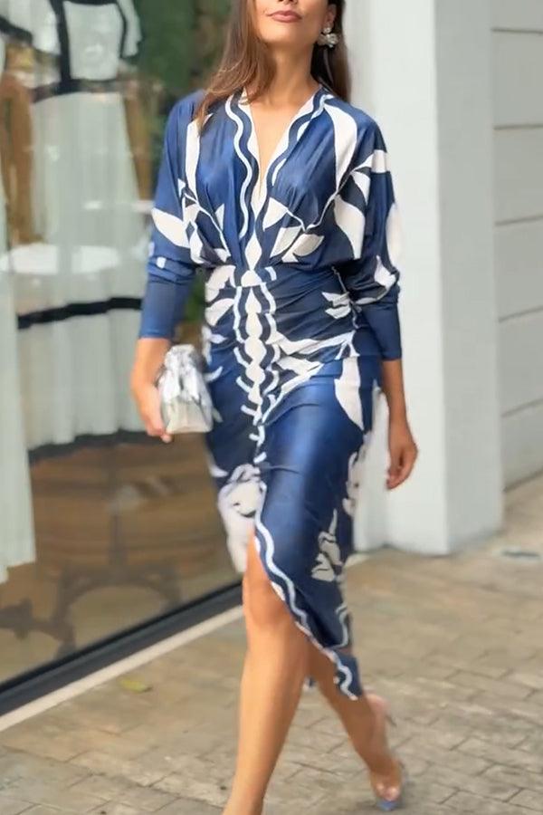 Eva | Unique Print Dolman Midi Dress