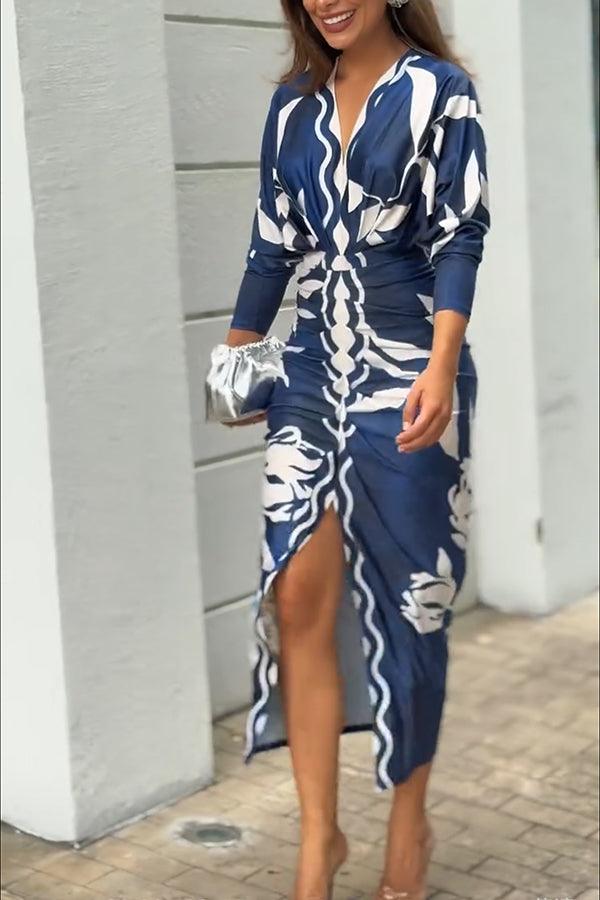 Eva | Unique Print Dolman Midi Dress