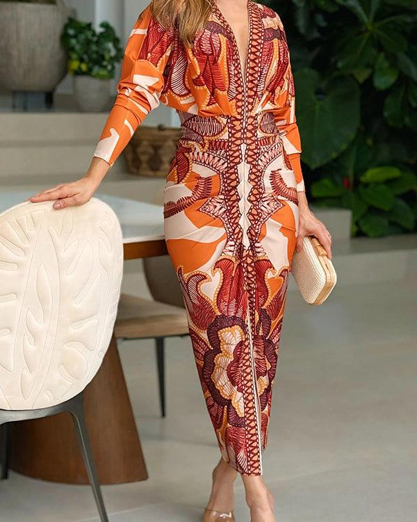 Eva | Unique Print Dolman Midi Dress