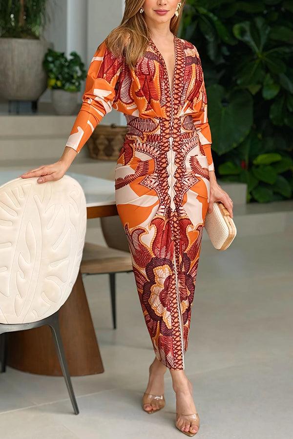 Eva | Unique Print Dolman Midi Dress