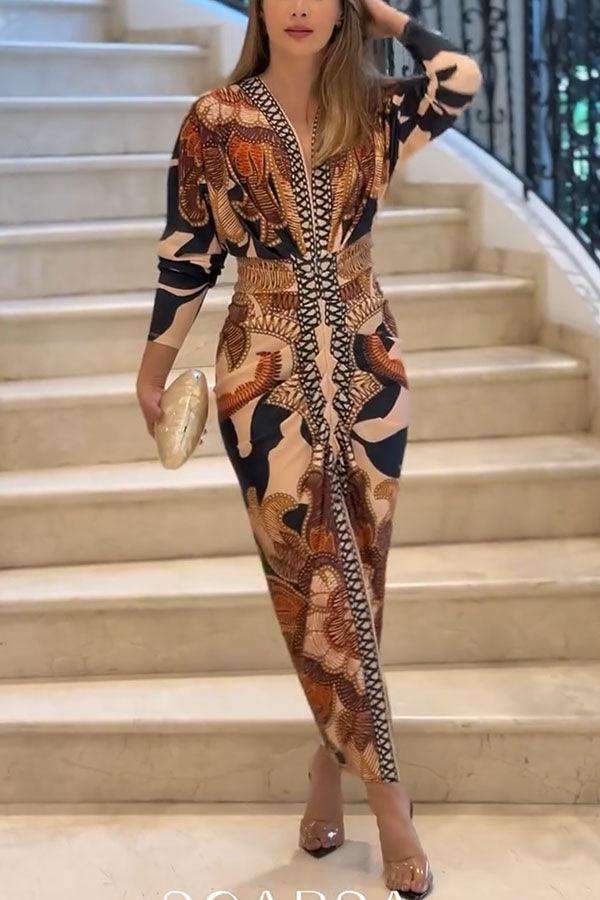 Eva | Unique Print Dolman Midi Dress