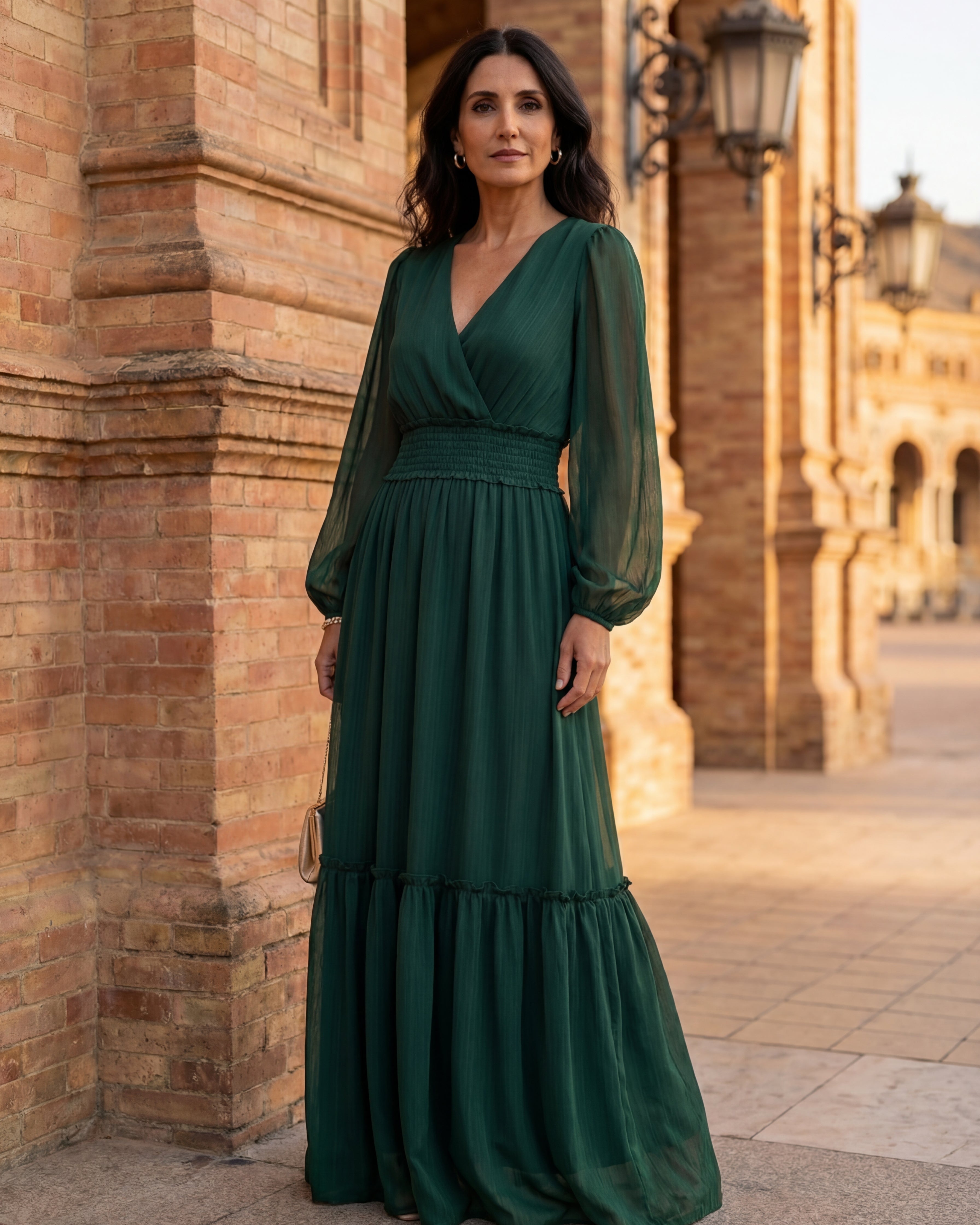Maria - Chiffon Dress with V-Neck