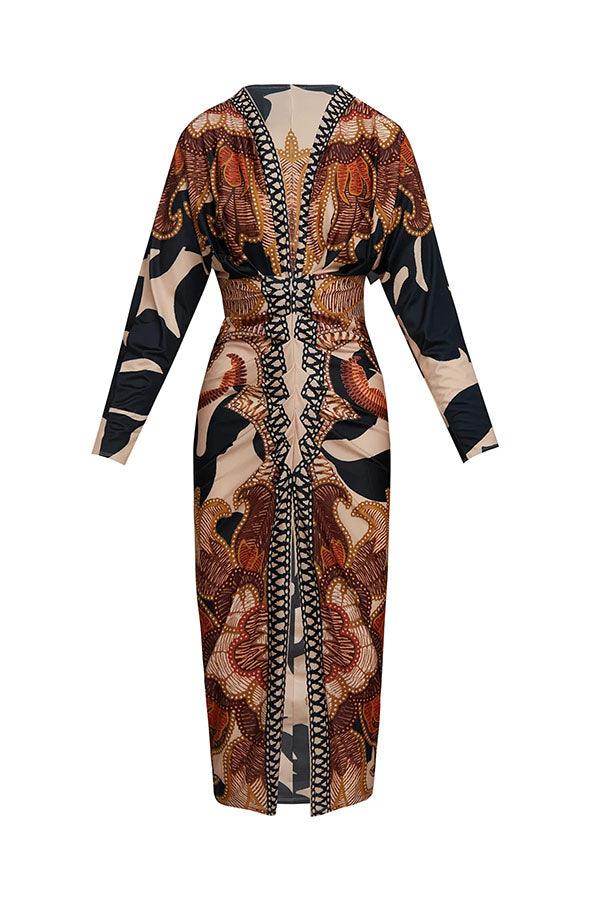 Eva | Unique Print Dolman Midi Dress