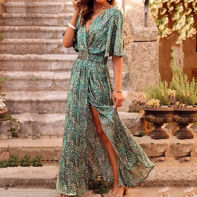 Chloe | Boho Maxi Dress Deep V-Neck Wrap Style Summer