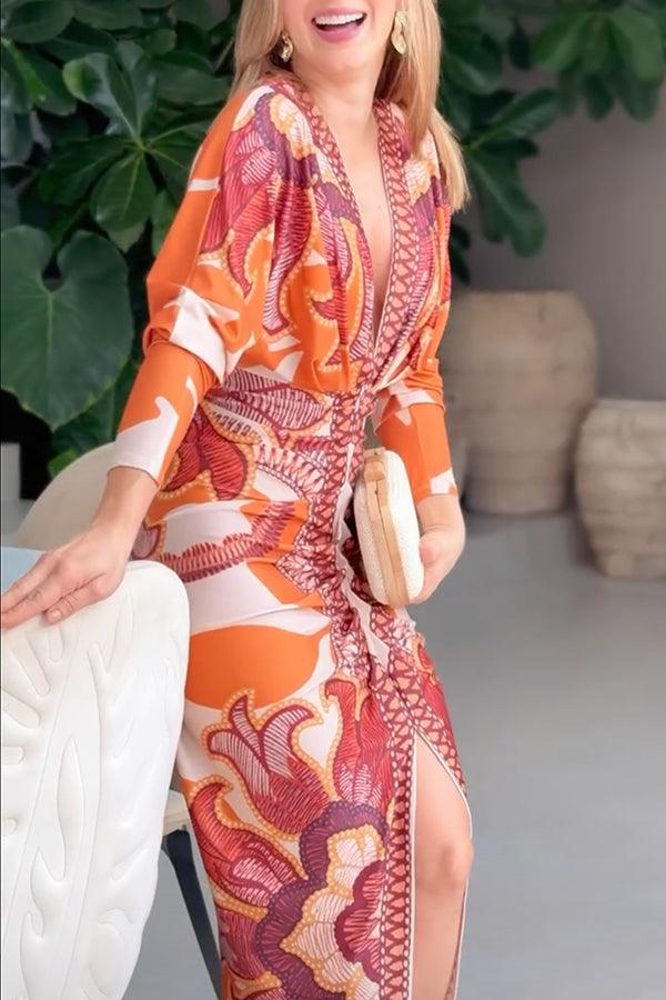 Eva | Unique Print Dolman Midi Dress
